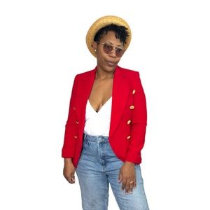 Cache Blazer Vintage Double Breasted Holiday Red